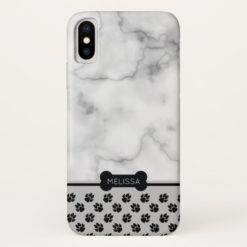Faux Marble & Dog Theme - Choose Own Accent Color iPhone X Case