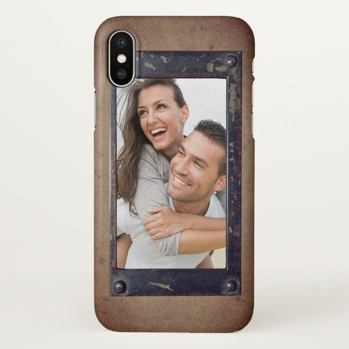 Faux Metal on Wood Effect | Cool Rustic Photo iPhone X Case