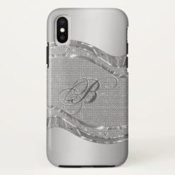 Faux Metallic Silver Look With Diamonds Pattern iPhone X Case