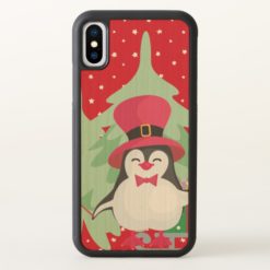 Festive Penguin with Sleigh - Red iPhone X Case
