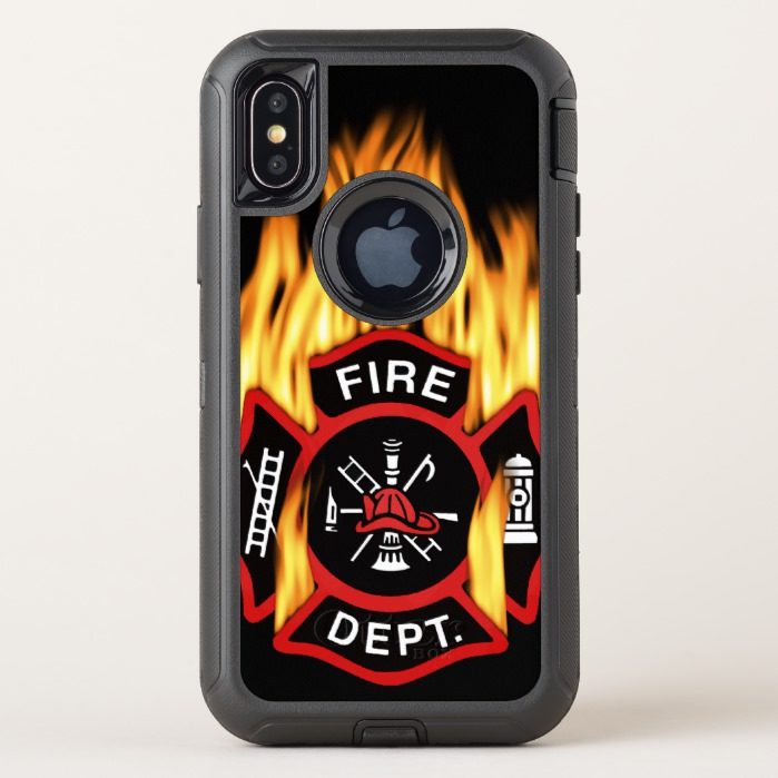 Fire Department Flaming Badge OtterBox Defender iPhone X Case