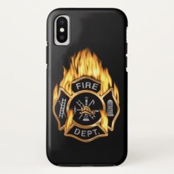 Fire Department Flaming Gold Badge iPhone X Case