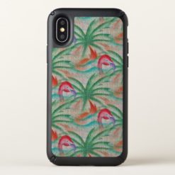 Flamingo Palm Tree Burlap Look Speck iPhone X Case