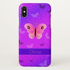 Fuchsia Purple Butterfly Butterflies Custom Glossy iPhone X Case