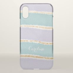 Fun Girly lavender teal gold with name iPhone X Case