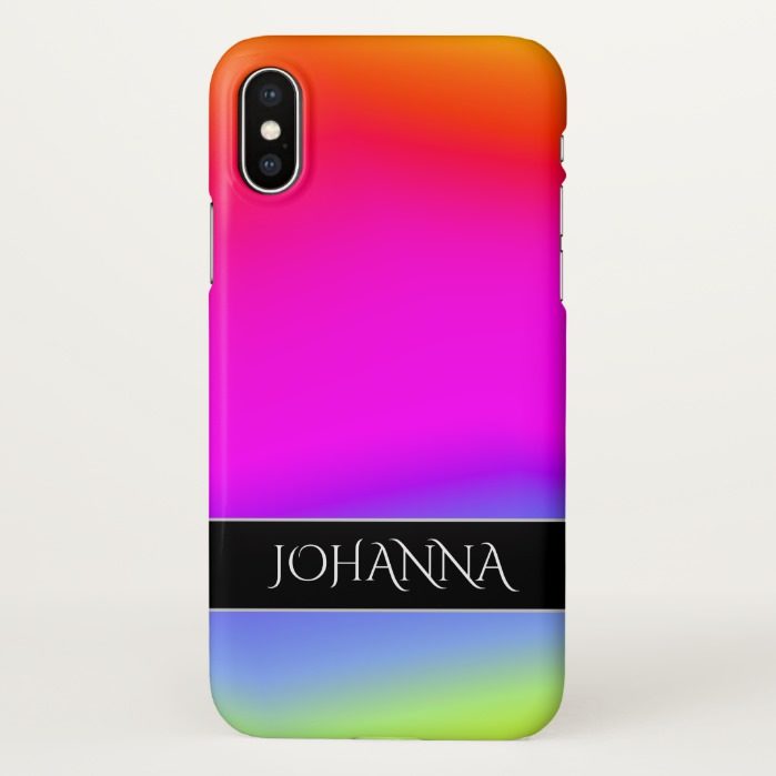 Fun Multicolored Rainbow-Like Pattern Custom Name iPhone X Case
