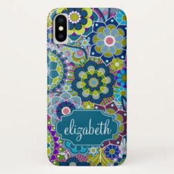 Funky Floral Pattern with Custom Name iPhone X Case