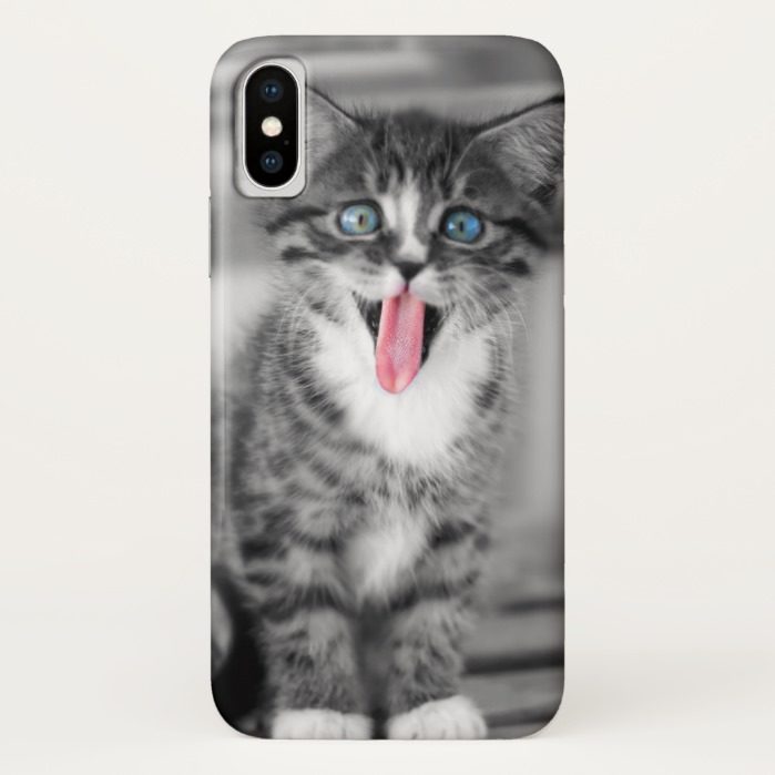 Funny Kitten With Tongue Hanging Out iPhone X Case
