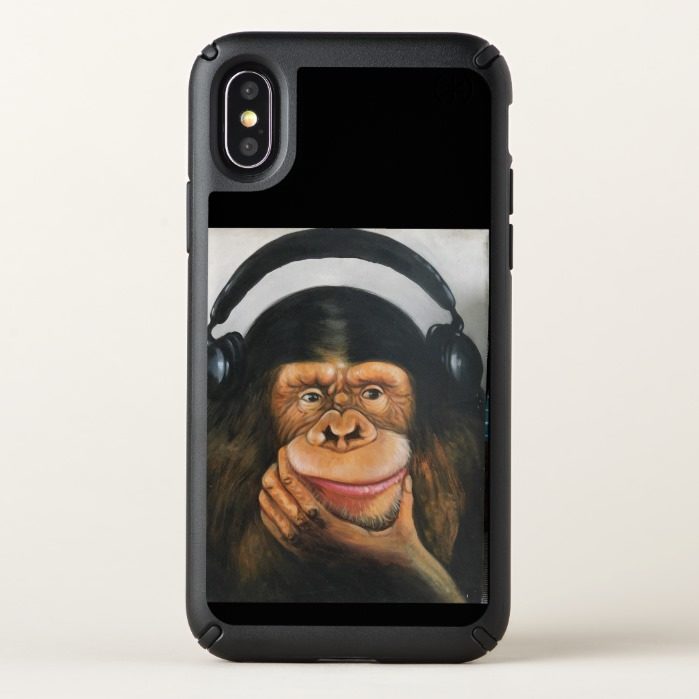 Funny monkey with headphone speck iPhone x Case