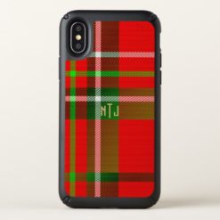 Geometric Plaid  Christmas Tartan Pattern Monogram Speck iPhone X Case