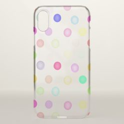 Girly Bright Pastel Rainbow Watercolor Polka Dots iPhone X Case