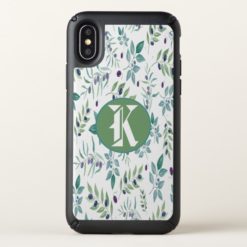 Girly Floral Pattern Monogram iPhone X Case