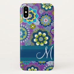 Girly Floral Pattern with monogram iPhone X Case