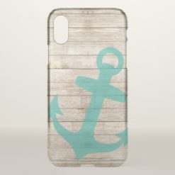 Girly Nautical Anchor and Wood Look iPhone X Case