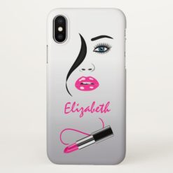 Girly Pink Lipstick Kiss and Face in the Mirror iPhone X Case