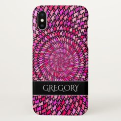 Girly Pink & Purple Swirly Pattern + Custom Name iPhone X Case