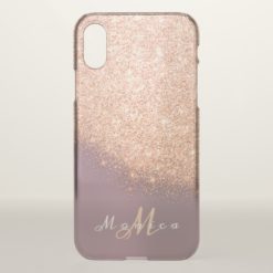 Glitter Monogram Name Lavender Gold Peach Copper iPhone X Case
