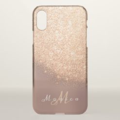 Glitter Monogram Name Rose Gold Peach Copper iPhone X Case