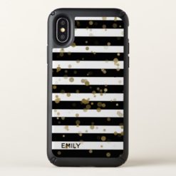 Gold Confetti on Stripes iPhone X Case