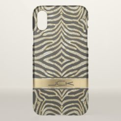 Gold & Diamonds Glitter Zebra Animal Pattern iPhone X Case