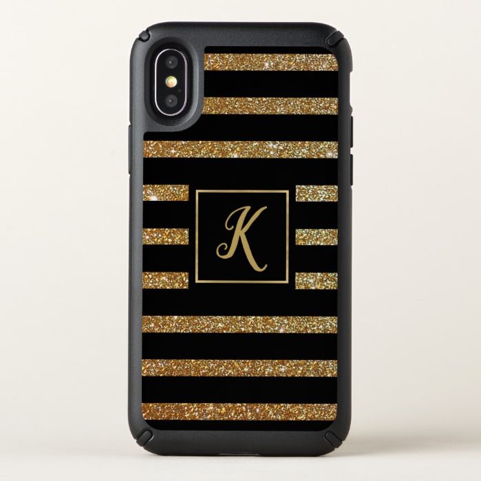 Gold Glittery Stripes iPhone X Case