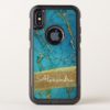 Gold and Blue Marble with Gold Foil and Glitter OtterBox Commuter iPhone X Case