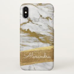 Gold and Marble with Gold Foil and Glitter iPhone X Case