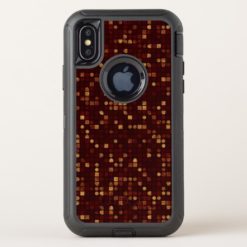 Gold and Red Squares Pattern on Red OtterBox Defender iPhone X Case