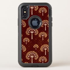 Gold and White Apple Trees on Red OtterBox Defender iPhone X Case
