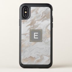 Gold and White Marbled Monogrammed iPhone X Case