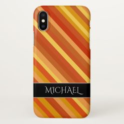 Goldfish-Inspired Colored Stripes Pattern + Name iPhone X Case