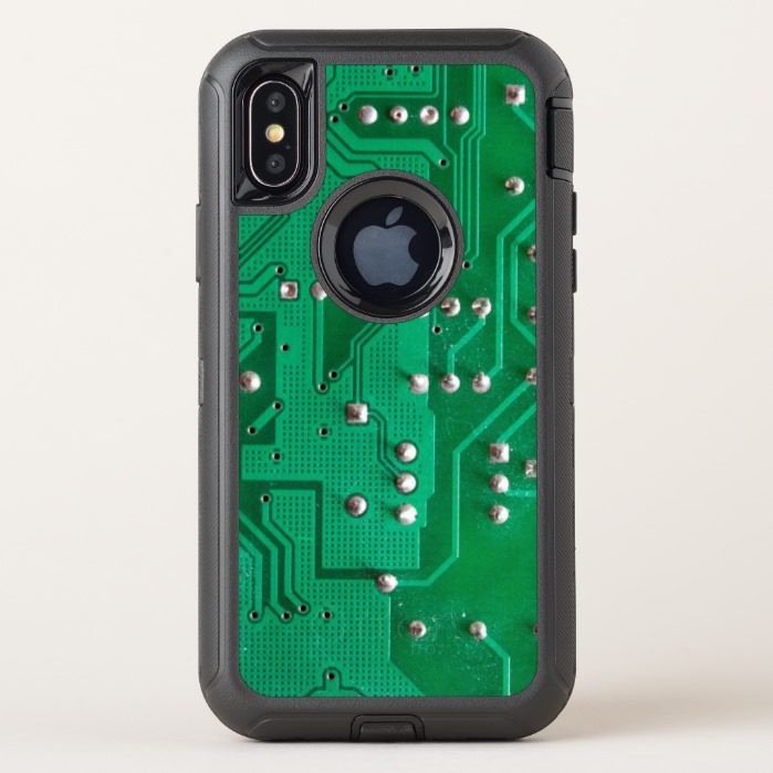 Green Circuit Board OtterBox Defender iPhone X Case