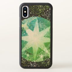 Green Compass Gemstone Rhinestone Gold Sparkle iPhone X Case