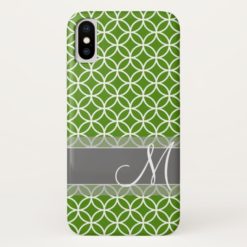 Green Gray Geometric Pattern Custom Monogram iPhone X Case