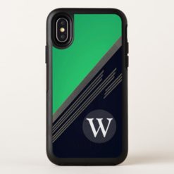 Green Manly Retro Abstract Stripes Monogram OtterBox Symmetry iPhone X Case