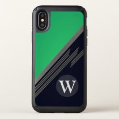 Green Manly Retro Abstract Stripes Monogram Speck iPhone X Case