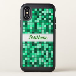 Green Tiled Squares Pattern + Custom Name Speck iPhone X Case