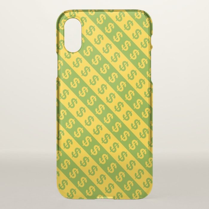 Green & Yellow Dollar Signs ($) Striped Pattern iPhone X Case