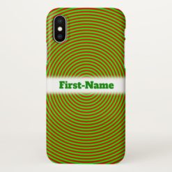 Green and Red Rings Pattern Custom Name iPhone X Case