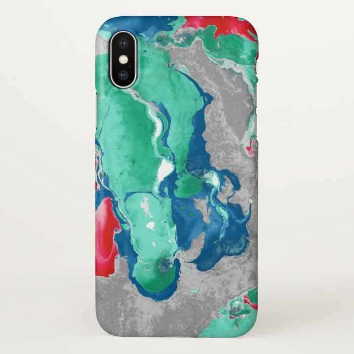 Green red blue and gray Marble iPhone X Case