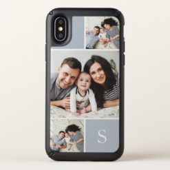 Grey Custom Photo Collage & Monogram iPhone X Case