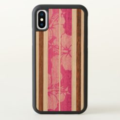 Haleiwa Surfboard Hawaiian Pink Stripe iPhone X Case
