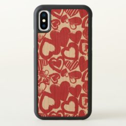 Hand-Drawn Red Hearts Pattern iPhone X Case
