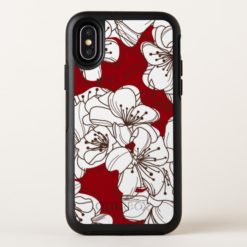 Hand Drawn White Wild Flowers on Red OtterBox Symmetry iPhone X Case
