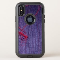 Handmade Blue Thai Silk With Red Thread OtterBox Defender iPhone X Case