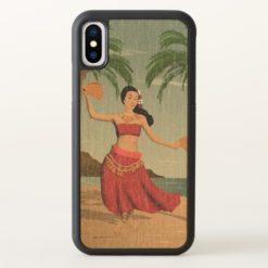 Hawaiian Vintage Hula Girl Distressed Postcard iPhone X Case