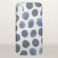 Indigo Watercolor Dots iPhone X Case