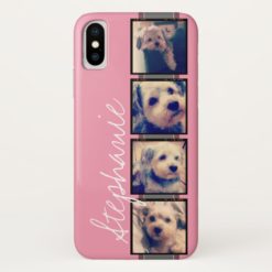 Instagram Photo Display - 4 photos pink name iPhone X Case
