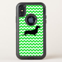 Irish Green Chevron with Dachshund OtterBox Defender iPhone X Case