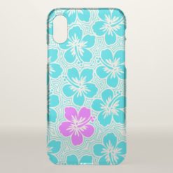 Island Floral Hawaiian Accent Hibiscus Pinstriped iPhone X Case